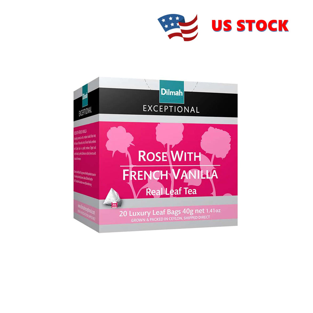 Rose with French Vanilla Dilmah Tea - 20 Bags - FREE Shipping