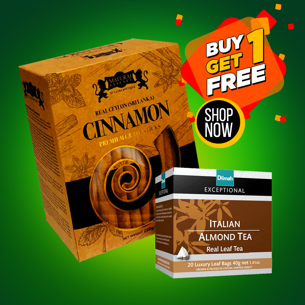 Ceylon Cinnamon Sticks 500g + FREE Dilmah Italian Almond Tea